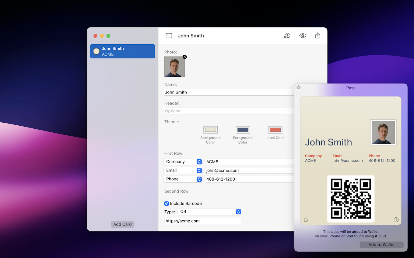 ContactPass app for Mac