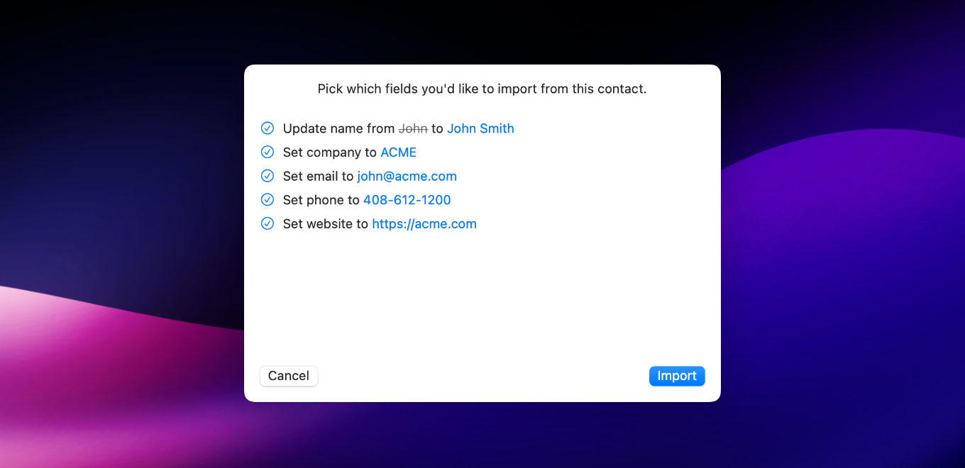 ContactPass importer for Contacts