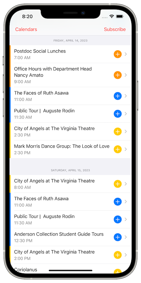 Manage multiple ical / ICS calendars in Forthcoming for iPhone and iPad